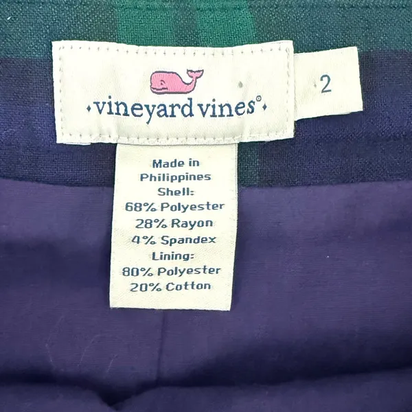 Vineyard Vines Plaid Mini Skirt Navy Green Black Watch Tartan Flounce Hem High‎ Waisted Preppy - Image 10