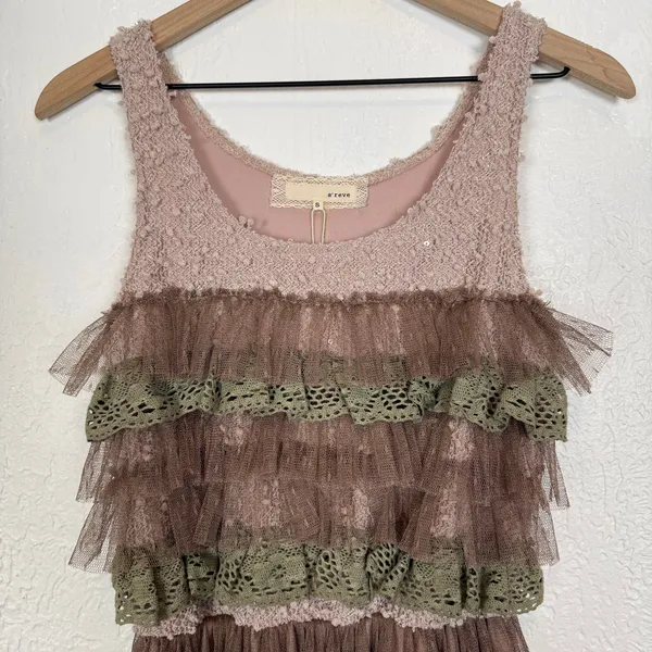 A’reve Layered Tulle Midi Dress Sleeveless Fairycore Whimsy Size Small NWT - Image 2