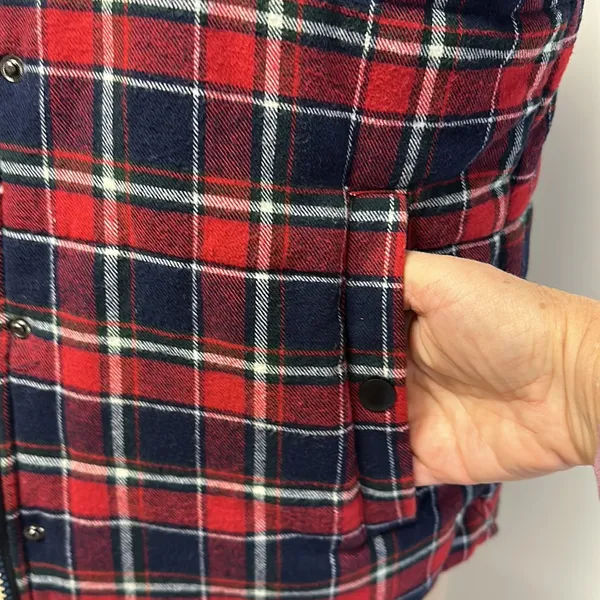 Flannel & Fleece Red & Navy Plaid Vest size M - Image 4