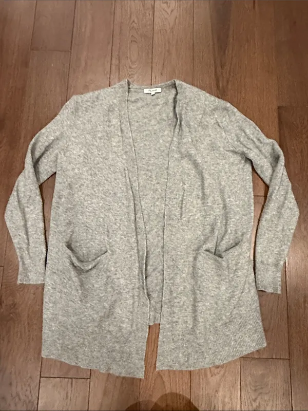 Madewell Light Gray Open-Front Knit Cardigan Size Small - C1-603 - Image 3