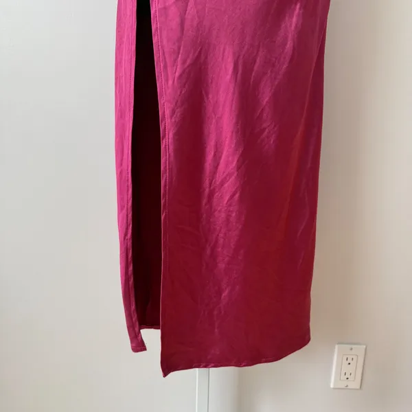 Lioness Revolve S Magenta Pink Satin Cowl Neck Maxi Dress Feminine Dainty Formal - Image 4