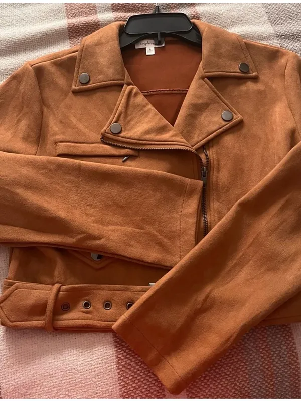 NWOT Classic Tan Suede Biker Jacket - Women - Image 2