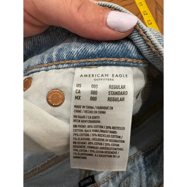 American Eagle Strigid Jeans Women 000 Light Wash Distressed Wide Leg High Rise - Image 5