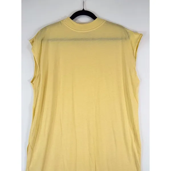 Free People FP Beach Womens Dress Yellow All Day Long Midi T Shirt Slit Medium - Image 10