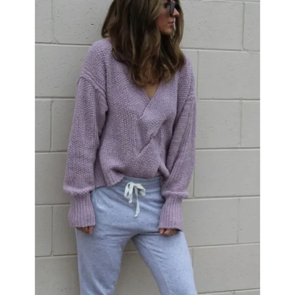 Free People Purple Coco V Neck Knit Sweater - Image 7