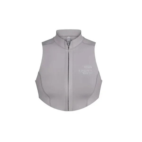 Skims Size xxs Sport Swim Mock Neck Zip Top Chrome Gray Sleeveless Zip Front NWT - Image 13