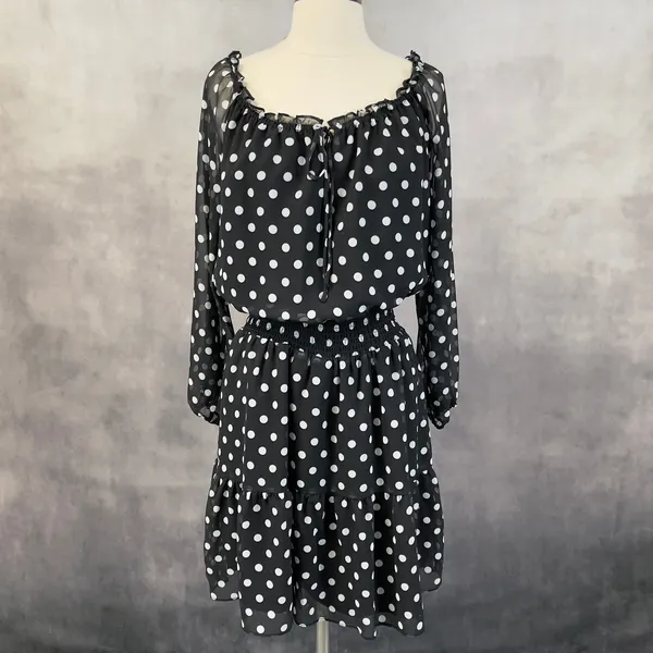 Boston Proper Polka Dot Dress Women Small Flowy‎ Smocked Preppy Parisian Chic - Image 10