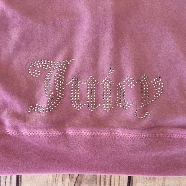 Juicy Couture Dewberry Pink Velour Rhinestone Short Zip Hoodie Set - Image 6