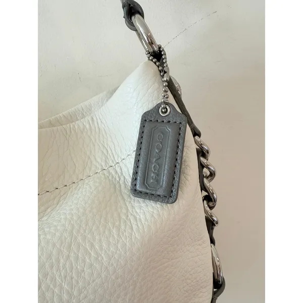 Coach F15251 Carly Legacy Gold Leather Shoulder Bag Women Cream Detachable Strap - Image 4