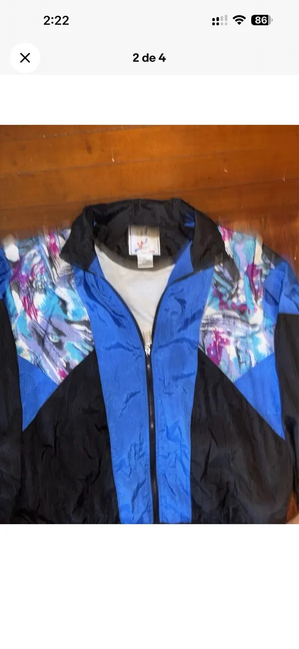 Y2K X-Team windbreaker jacket with blue, black, and multicolored abstract print - Image 3