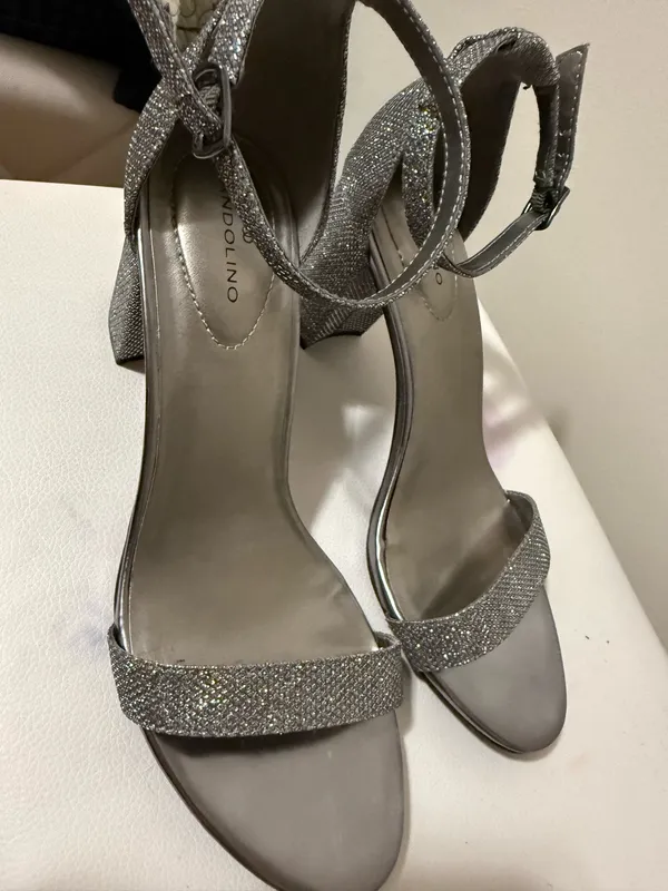 Silver Glitter Ankle-Strap Sandals for Women - Image 2