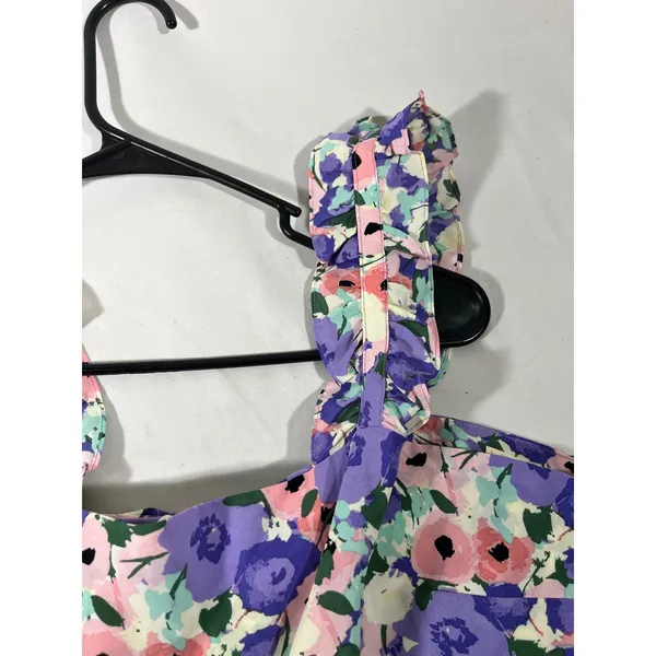Kori Plus Floral Wide Leg Jumpsuit Women XL Purple Pink Ruffle Tie Back Flowy - Image 3