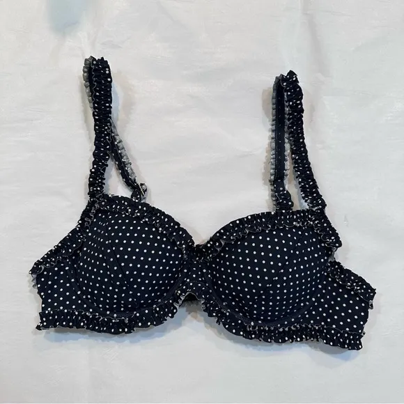 Tory Burch Polka Dot Underwire Bikini Swim Top Navy Blue‎ Size XS - Image 3