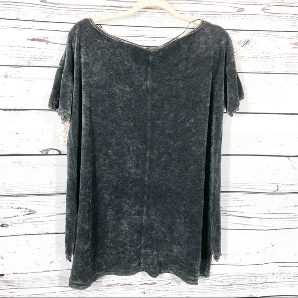 Free People Doran Velour Short Sleeved Top: Pewter - Image 4