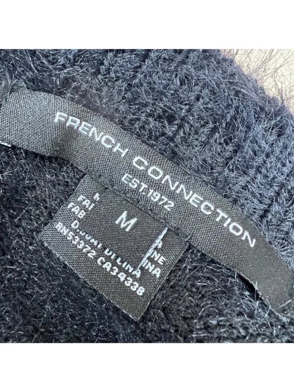 French Connection Fuzzy Cozy Cardigan Sweater Black Size Medium - Image 8