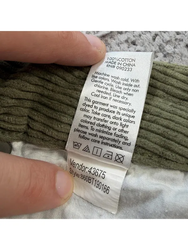 Pacsun Olive Green Corduroy Mom Jeans Womens 29 High Rise Tapered Y2K Indie - Image 9