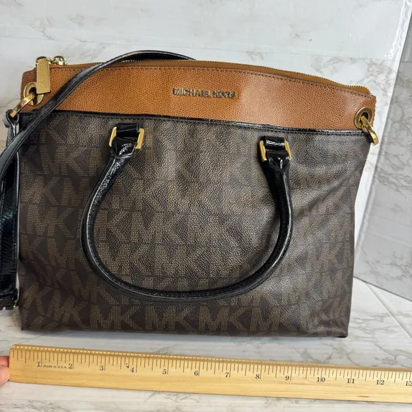 Michael Kors Aubrey Large Satchel Brown/Luggage women's bag shoulder purse‎ - Image 6