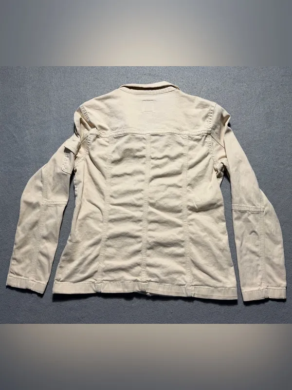 Kensie Jeans Womens Utility Jacket Small Beige Military Safari Cargo Stretch - Image 7