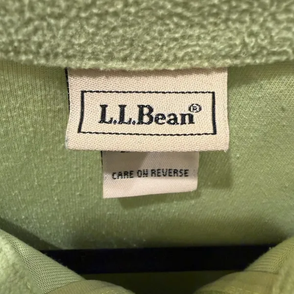 L.L. Bean Lime Green quarter-zip fleece pullover Sweater M Gorpcore Cabincore - Image 6