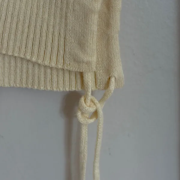 Zara Ribbed Knit Crop Top Cream Yellow Long Sleeve Side Tie Sweater Small - Image 3
