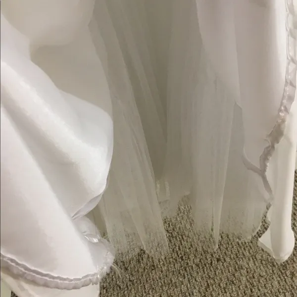 White Karishma Runched Wedding Formal Dress Prom Wedding Sparkly Sequins S - Image 7