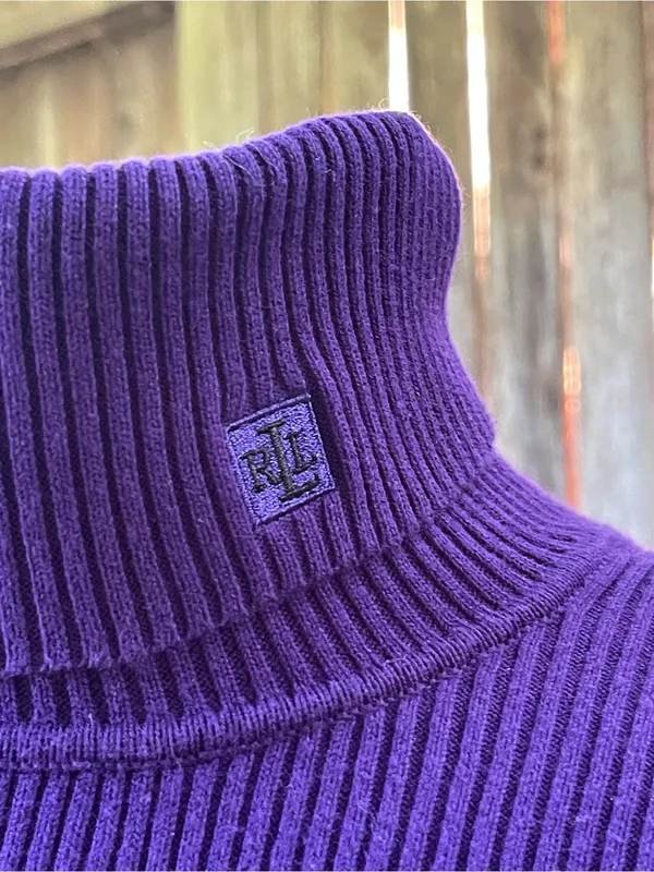 Lauren Ralph Lauren Purple Ribbed Turtleneck old money luxury classic minimalist - Image 3