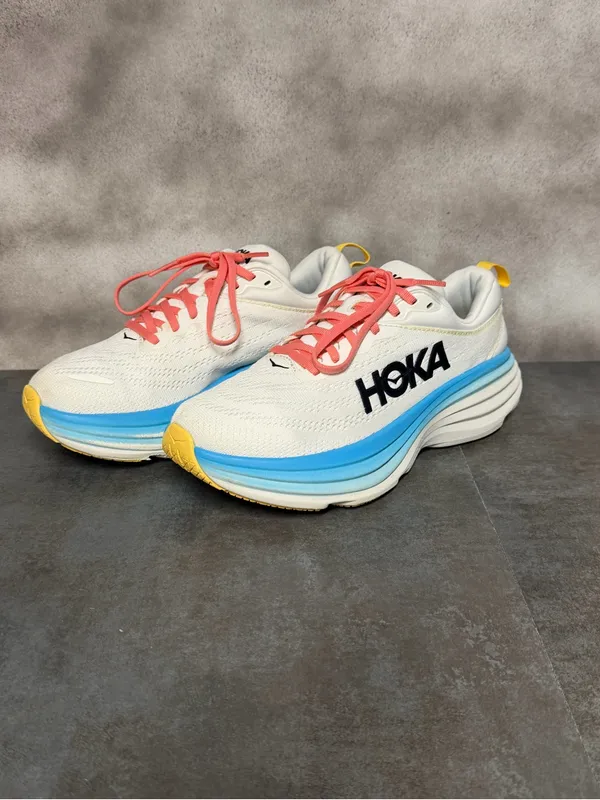 Hoka One One Bondi 8 Women’s Wide Sneakers Blanc De Blanc/Swim Day Size 7.5D - Image 2
