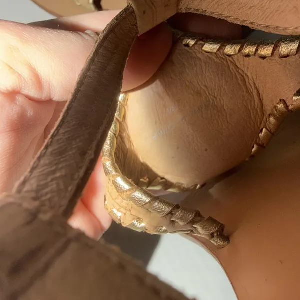 Jack Rogers Shoes Womens Size 9 Beige Cork Thong Sandals Medallion Block Heel - Image 11