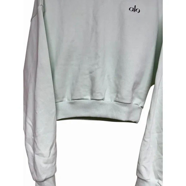 Aloha Island Alo Yoga Cropped Accolade Crew Neck Pullover Sweatshirt Spearmint Size Medium‎ - Image 5