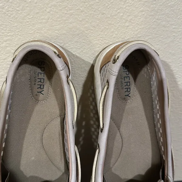 Sperry Top Sider size 7 Womens Beige White Leather Boat Shoes - Image 4