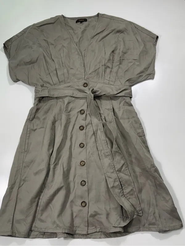 Quince 100% Lyocell Vintage Wash Tencel Button Front Dress in Olive NWOT - Image 2