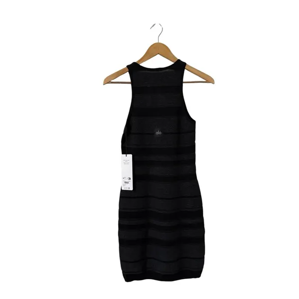 NWT ALO YOGA Sport Play Striped Black Knit Dress - Image 9