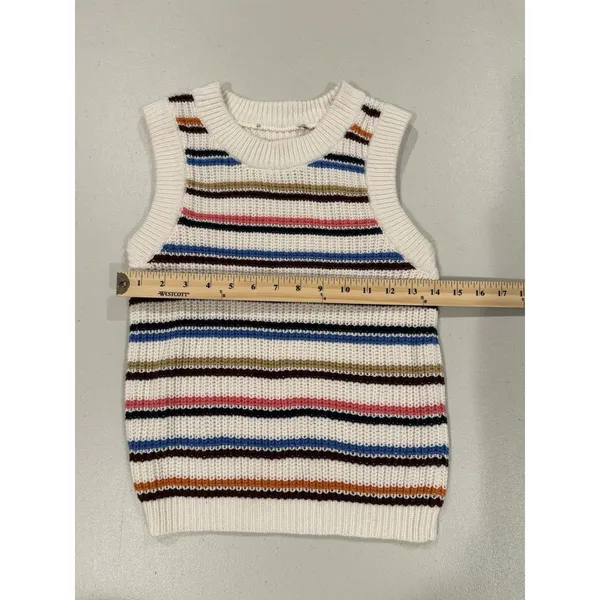 Striped Knit Sweater Vest Womens Small/Med* Cotton Stretch Travel Cottage Preppy - Image 5