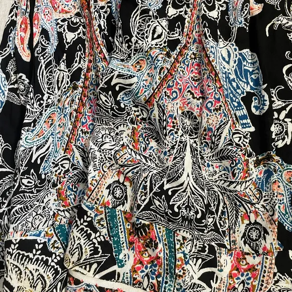 Intimately Free People sz Medium Black Paisley Strappy V-Neck Slip Mini Dress - Image 12