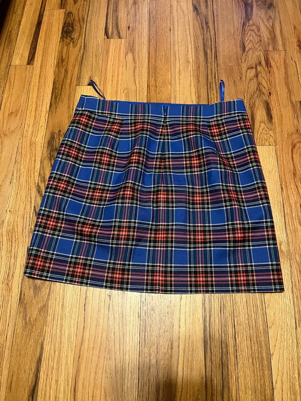 J.CREW Blue Plaid Wool Blend Mini Skirt - Size 2 - Image 2