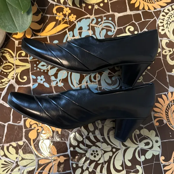 PAUL GREEN BLACK LEATHER PUMP HEEL Sz: 6.5 - Image 8