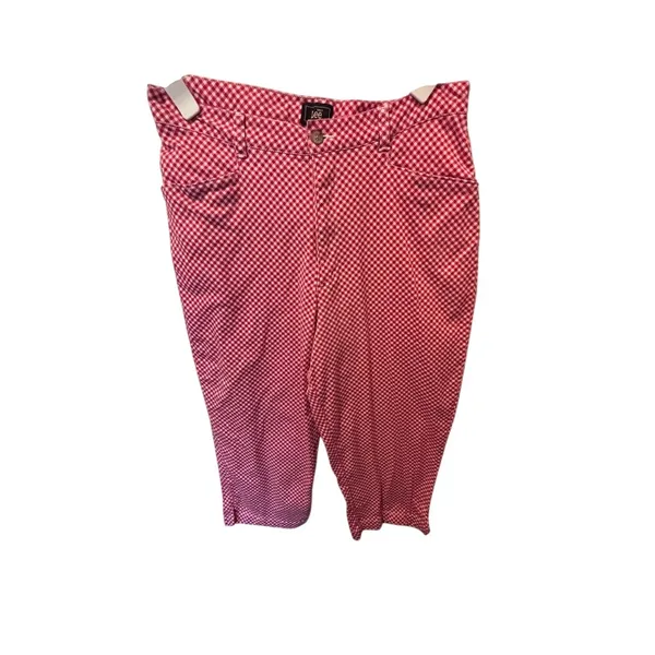Lee Women's Red & White Gingham Check Capri Pants Cropped Size 12 - Image 2