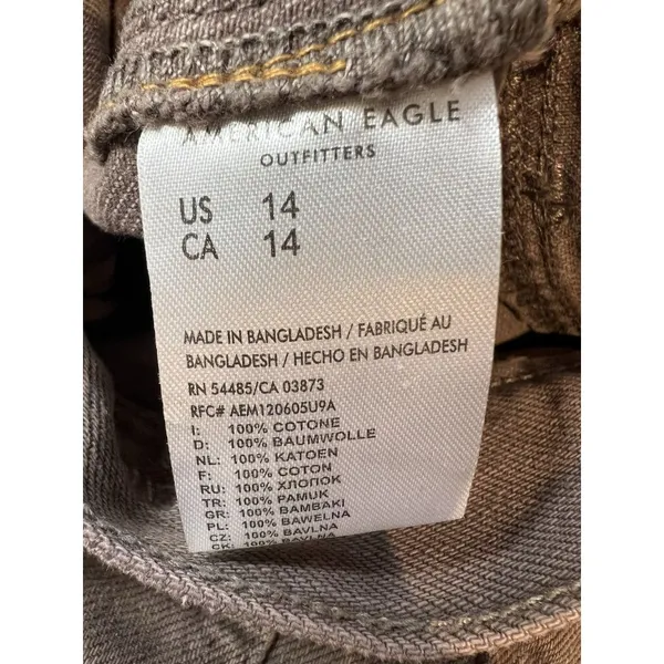 American Eagle Wide Leg Jeans Women's 14 Brown Cropped Button Fly Front Pockets - Image 9