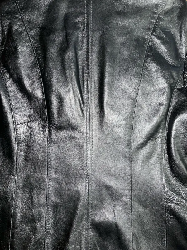 East 5th Black Leather Jacket Coat Women’s Size Medium Full Zip Side Pockets EUC - Image 10