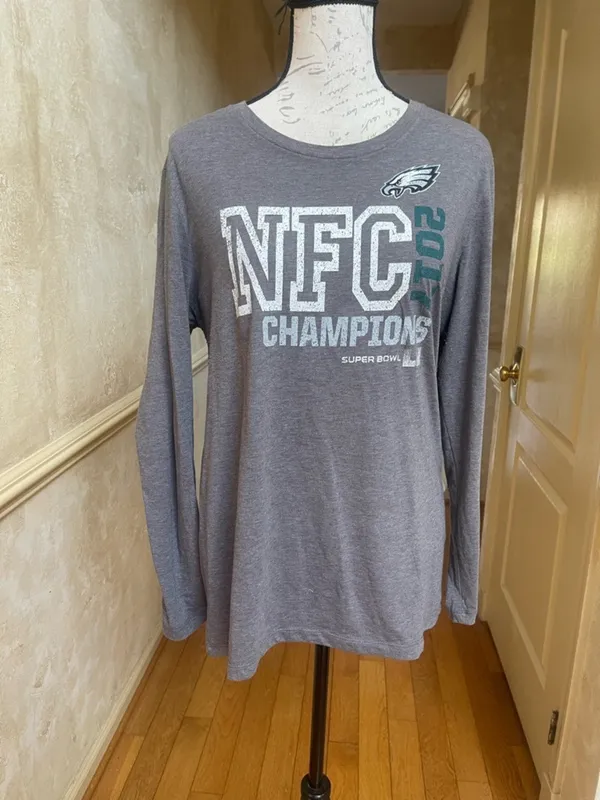 NFL Philadelphia Eagles NFC Champions Super Bowl LII Gray Long Sleeve Top Womens XL - Image 2
