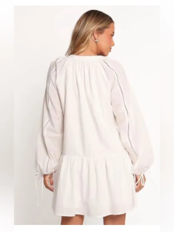 Petal & Pup Hart Long Sleeve Cotton & Linen Minidress White size Large NWT - Image 2