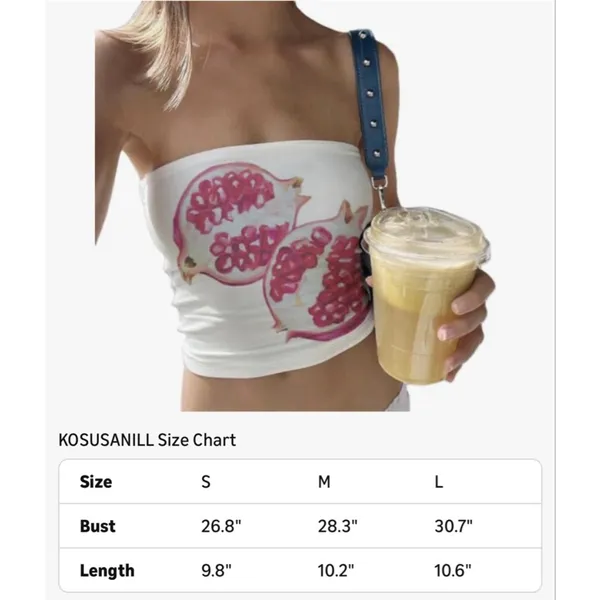 NEW White Y2k Tube Top Strapless Crop Top Pomegranate S - Image 4