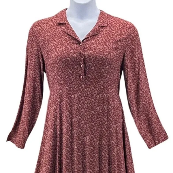 LL Bean Womens Prairie Dress 16 Vintage Cottagecore Simple Rayon Soft Flowy - Image 4