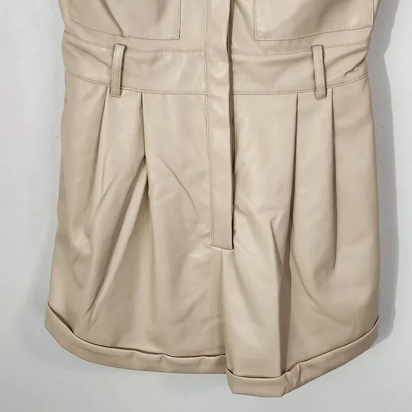 Grey Lab Cream Leather Romper NWT Size Small Cream Faux Leather Short Romper - Image 3