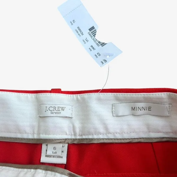 J.Crew Minnie Pants Women's 6 Tall Red Stretch Twill Preppy Work Quiet Luxury - Image 5