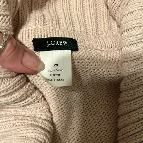 J Crew size XS cream long sleeve angled zip front floppy collar cardigan GUC - Image 4