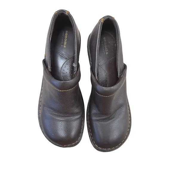 Sonoma Womens Brown Leather Clogs Mules 7.5M SKU 7181 - Image 8