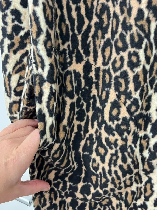 Nick and Nora Medium Brown, Black Animal Print Footed Onesie Pajamas - Image 5