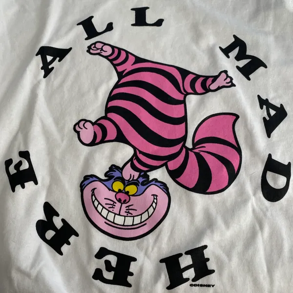 New Alice In Wonderland Cheshire Cat All Mad Here Adult Unisex T-shirt S - Image 2