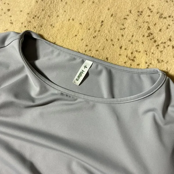 Halara Womens Grey Long Sleeve Bodysuit Crew Neck‎ Size M - Image 4